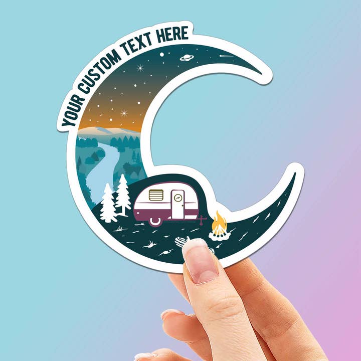 Custom Forest RV Moon Stickers - Campground Name Drop Decals for wholesale by Sentinel Supply