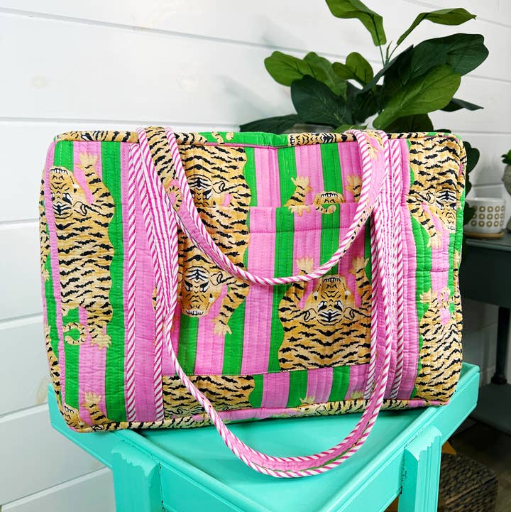 Folklore Couture - Wholesale Weekender Bag - Women's - Quilted Duffle Bag | Weekender Travel Overnight Bag | Tigers