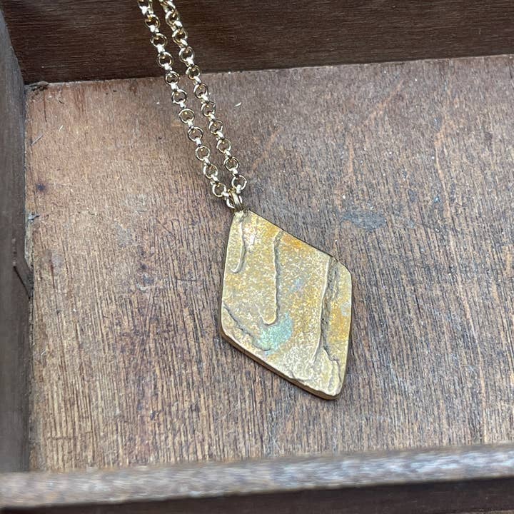 Sandstone Diamond Shaped Necklace - 18” Chain for wholesale by Ozark Impressions Jewelry