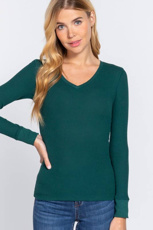 Vanilla Monkey - Wholesale Knit Top - Women's - Long Sleeve V-neck Thermal Knit Top13