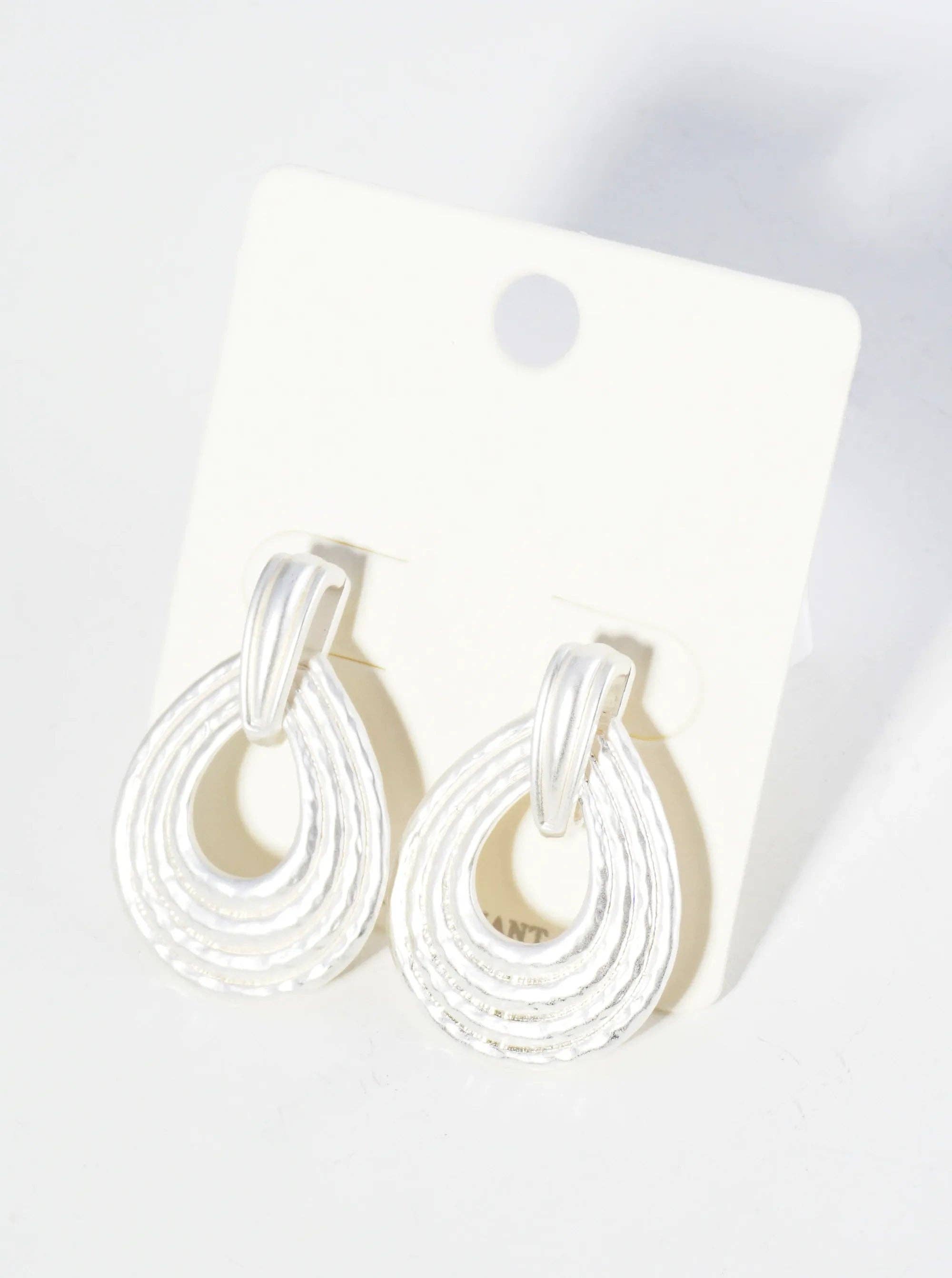 Wild Honey - Wholesale Dangle Earrings - Textured Metal Teardrop Post Earrings0