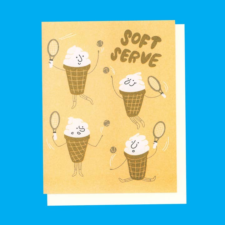 Soft Serve Risograph Card for wholesale by EEW art & cards