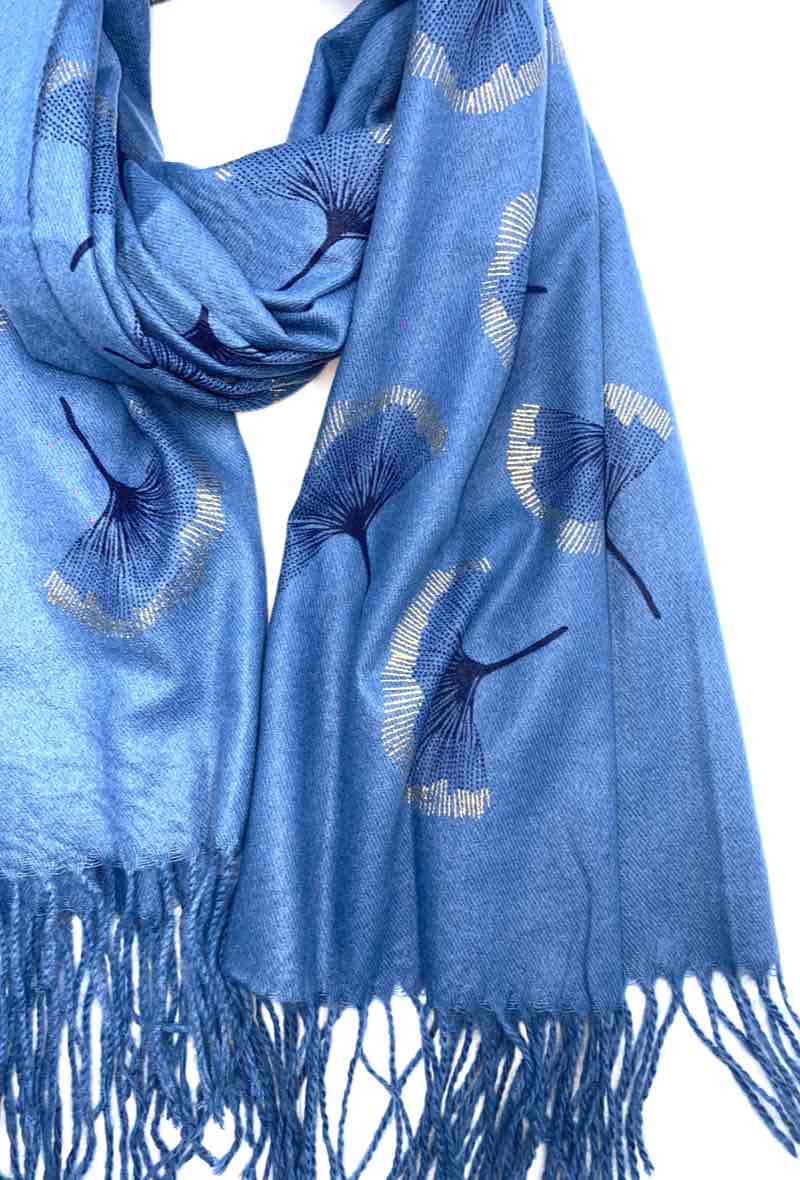 LINETA - Wholesale Scarf - Women's - Gingko Leaf Pattern Soft Scarf13