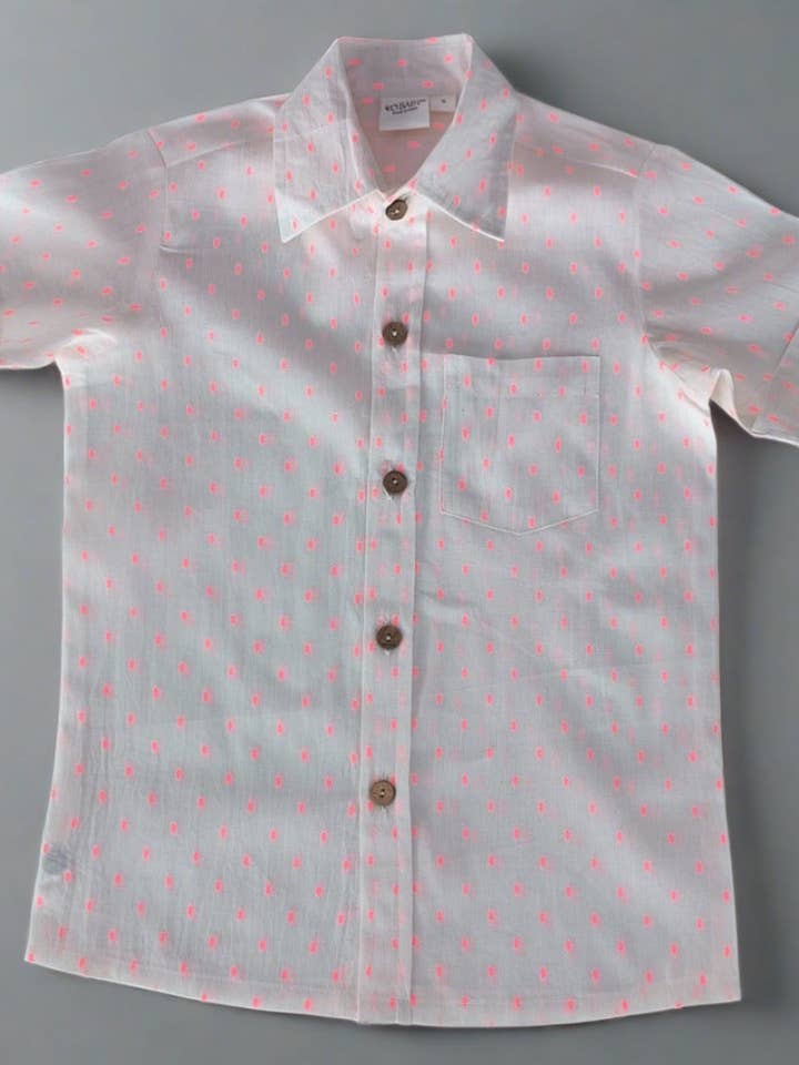Neon Pink Cotton Dobby Boys Shirt for wholesale by Yo Baby