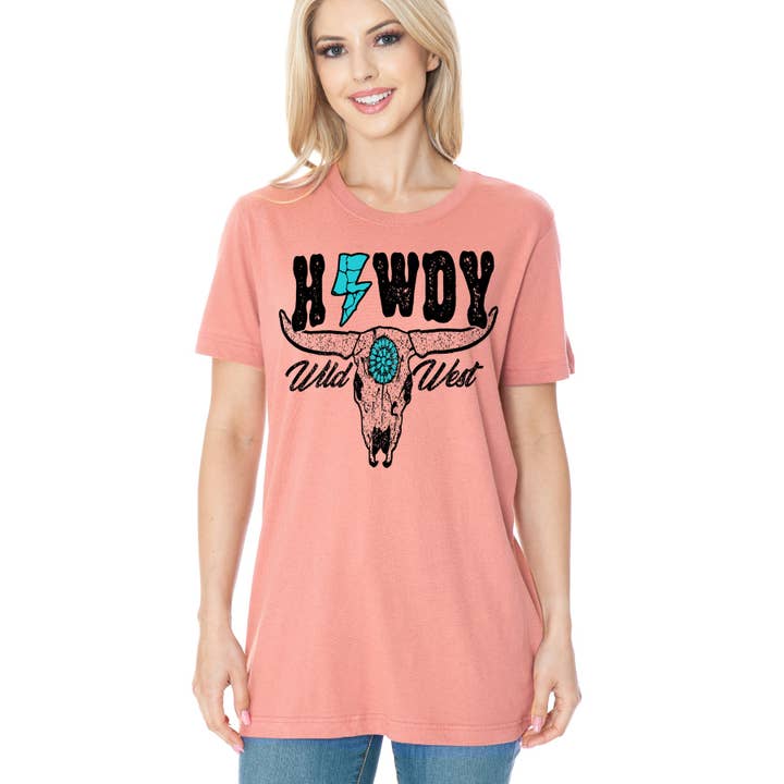 Amused by Blue - Wholesale Screen Printed T-Shirt - Women's - HOWDY WILD WEST3