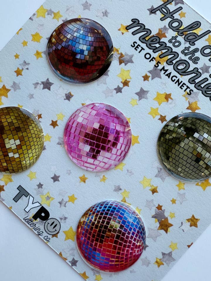 Disco Ball 5 piece magnet set for wholesale by Typo Lettering Co