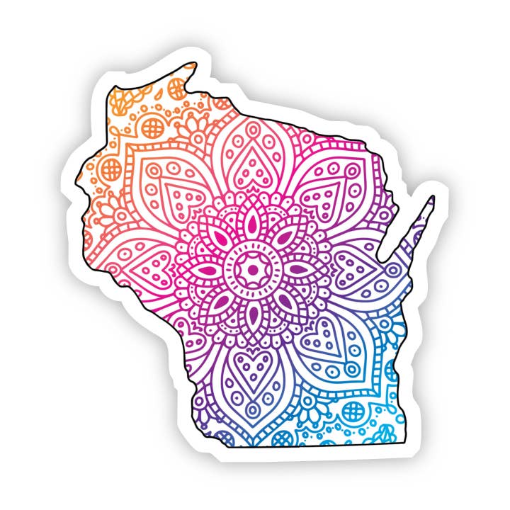 Wisconsin Mandala Pattern Sticker for wholesale by Big Moods