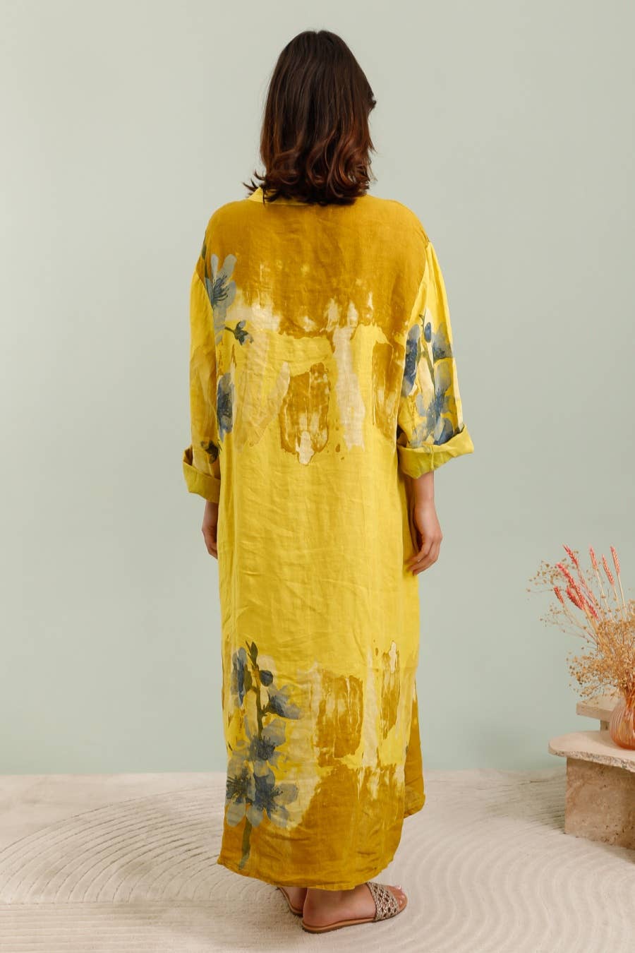 Lea & Luc - Grandes Tailles - Wholesale Dress - Women's - Floral print dress in 100% Linen REF. 722307