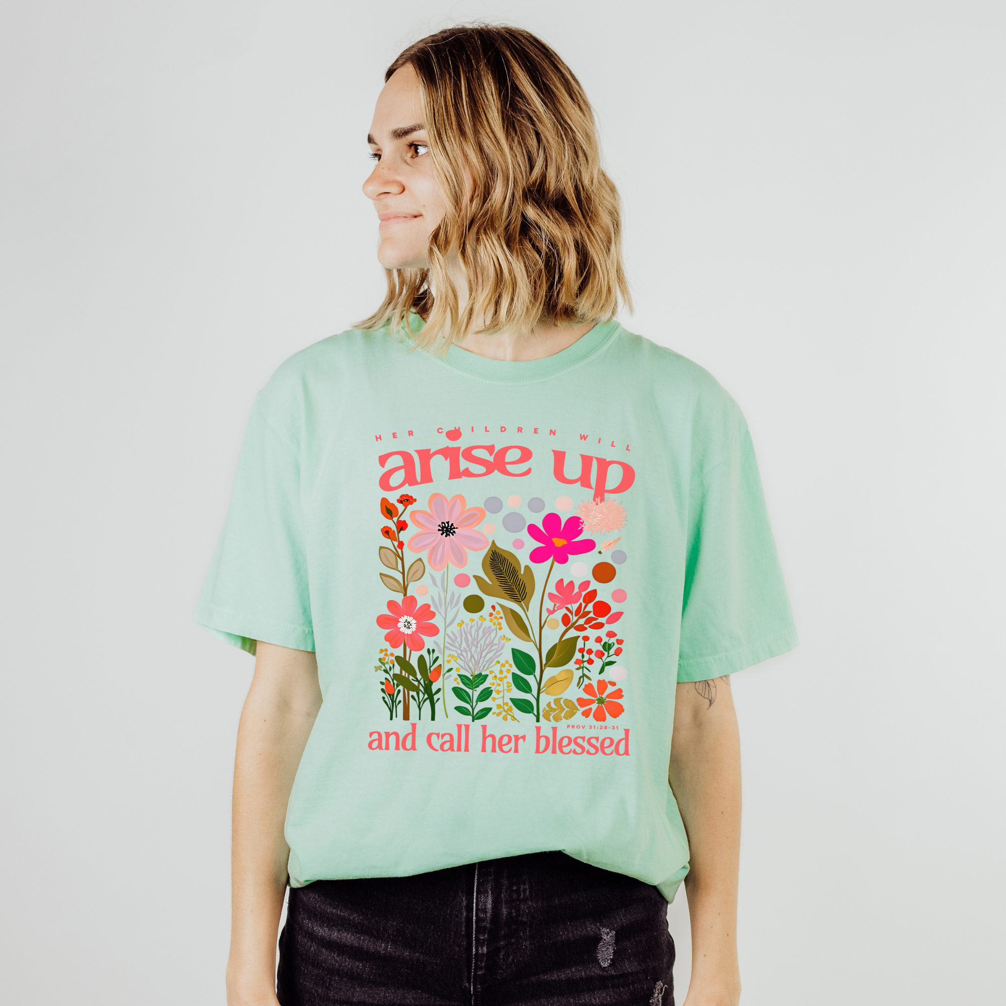 Scripted Pearl - Wholesale Screen Printed T-Shirt - Women's - Mom Bible Verse Comfort Colors Christian Mother's Day Tshirt2