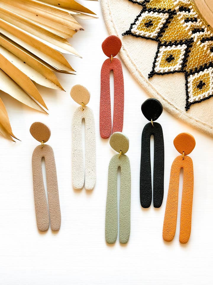 Arch Polymer Clay Earrings - Modern Geometric Dangle for wholesale by Freckled Wing Design