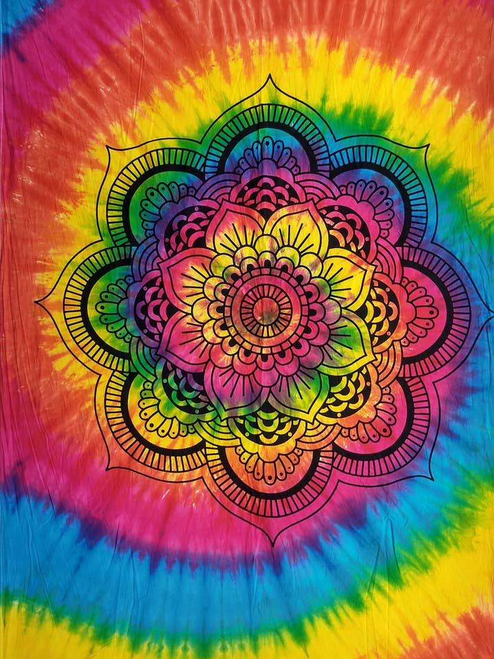 Tapiz decorativo con estampado de loto tie-dye B443 para venta al por mayor de Rising International Inc