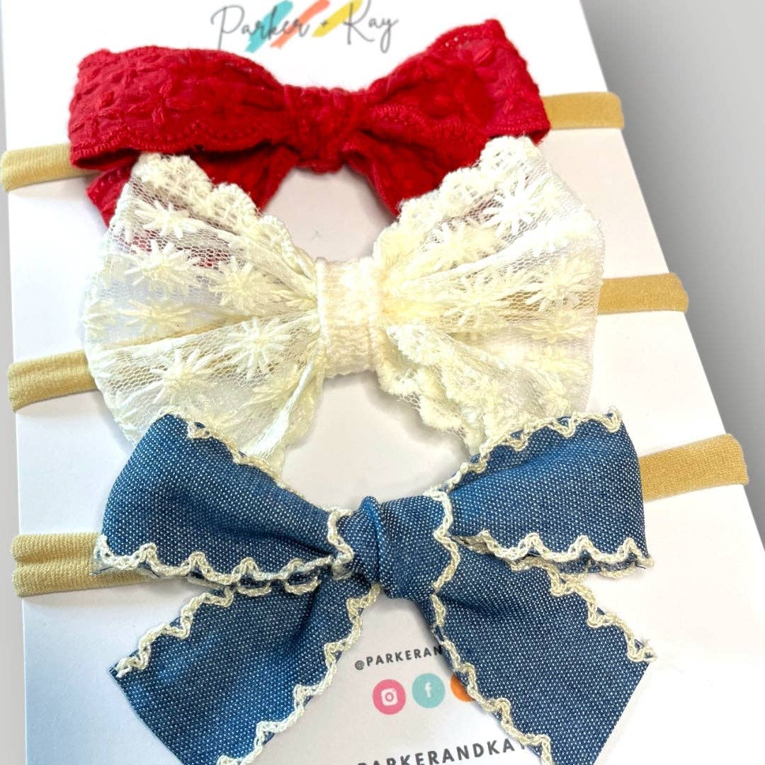 Parker and Kay Collective - Wholesale Hair Bow - Kids - Patriotic Hair Bow 3-Piece Set1