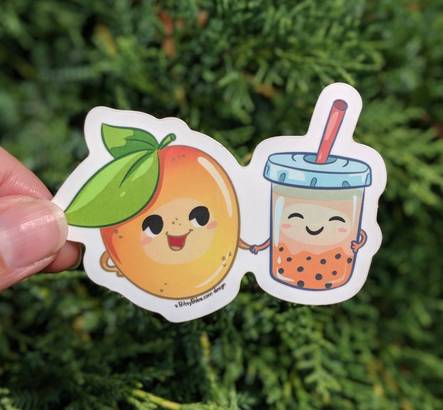 Bitsy Boba - Wholesale Sticker - Mango Bubble Tea Boba Lover Sticker | Mango Boba Tea Sticker1
