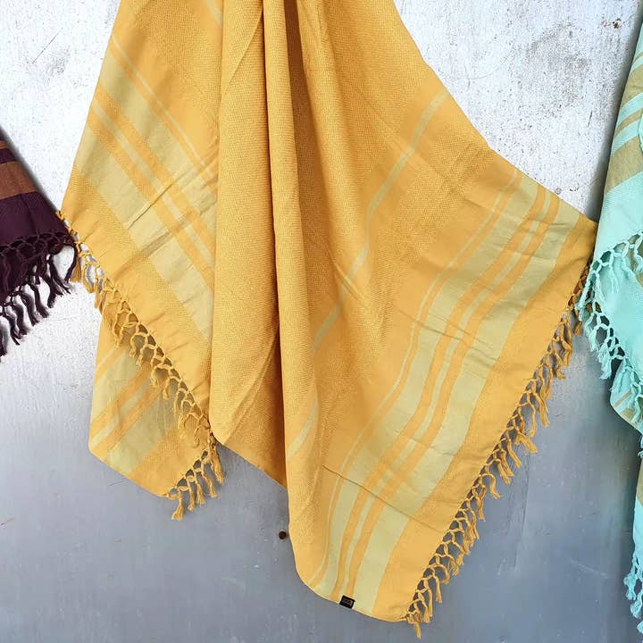 Karawan Authentic – Toalha de praia por atacado – TOALHA HAMMAM ALGOTÃO BIO GOTS - JARDIM - cor Girassol