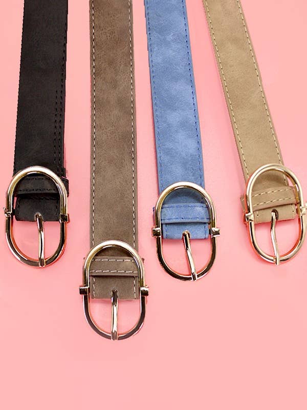 CLASSIC CHIC OVAL BUCKLE SUEDE BELT | 40BT634 for wholesale by JOSSLYN by wall to wall
