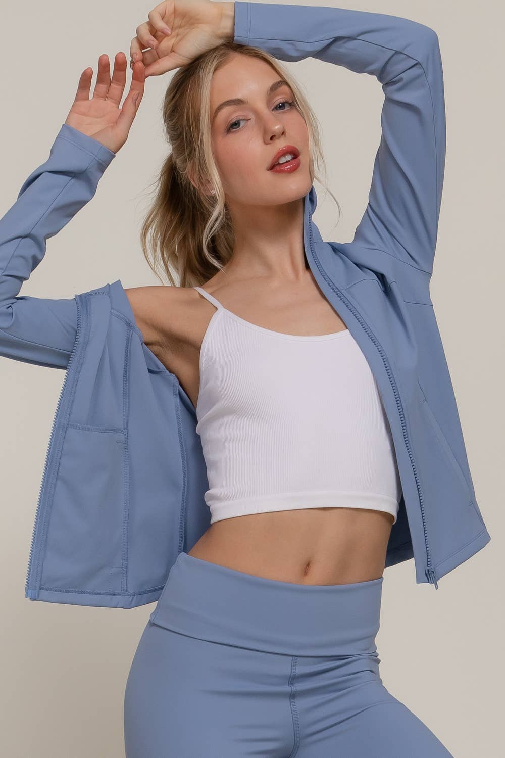 Active Basic | Active USA - Wholesale Athletic Jacket - Women's - Long Sleeve Mock Neck Seam Detail Workout Jacket32