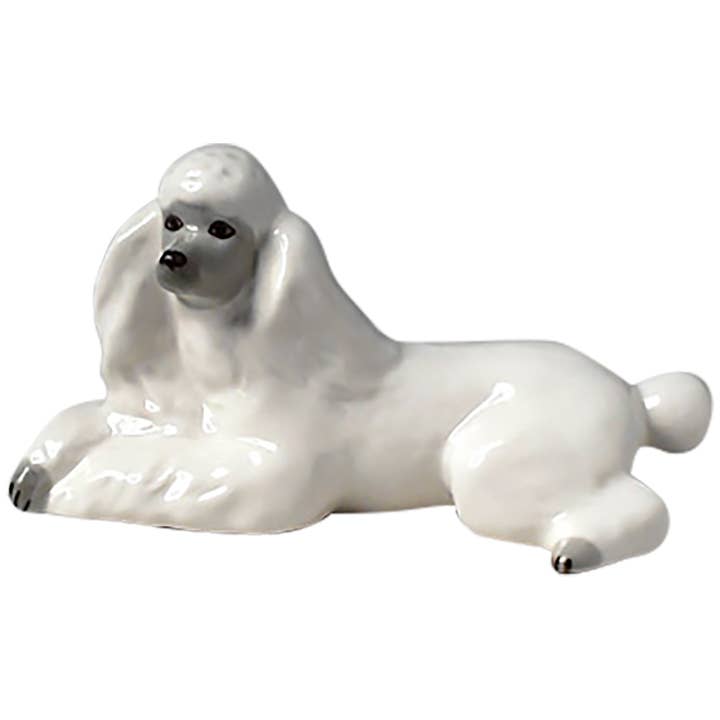 Weißer Pudel Figur liegend für den Großhandel von Golden Cockerel