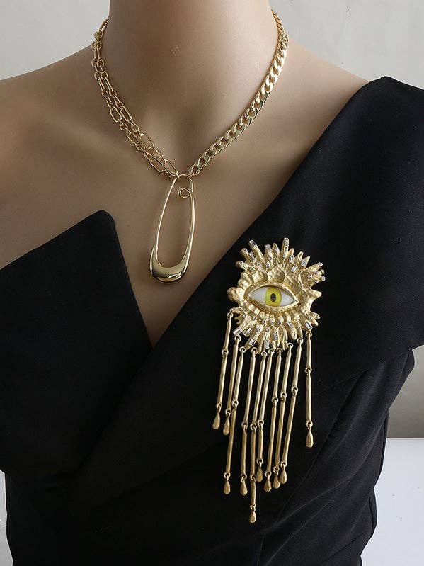 Acessórios para broche geométrico com borla em forma de olho por atacado de StyleGalX