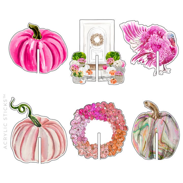 COMBINACIÓN DE CLIP PARA BEBIDAS DE ACRÍLICO ROSA BONITA DE OTOÑO para venta al por mayor de XO ACRYLICS | ACRYLIC STICKS
