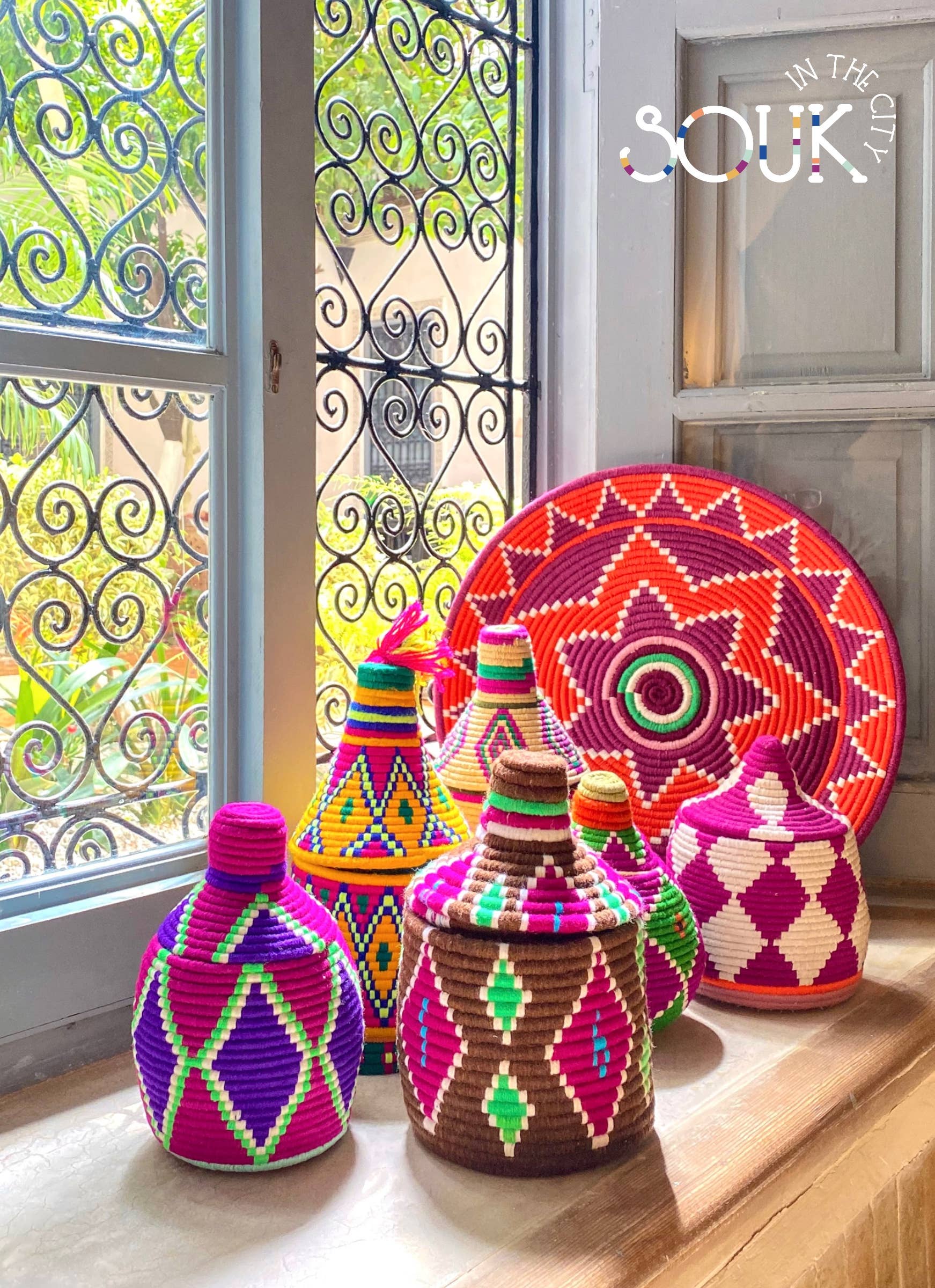 SOUK in the CITY - Wholesale Basket - Set of 5 Berber Baskets (fixed color mixes)22