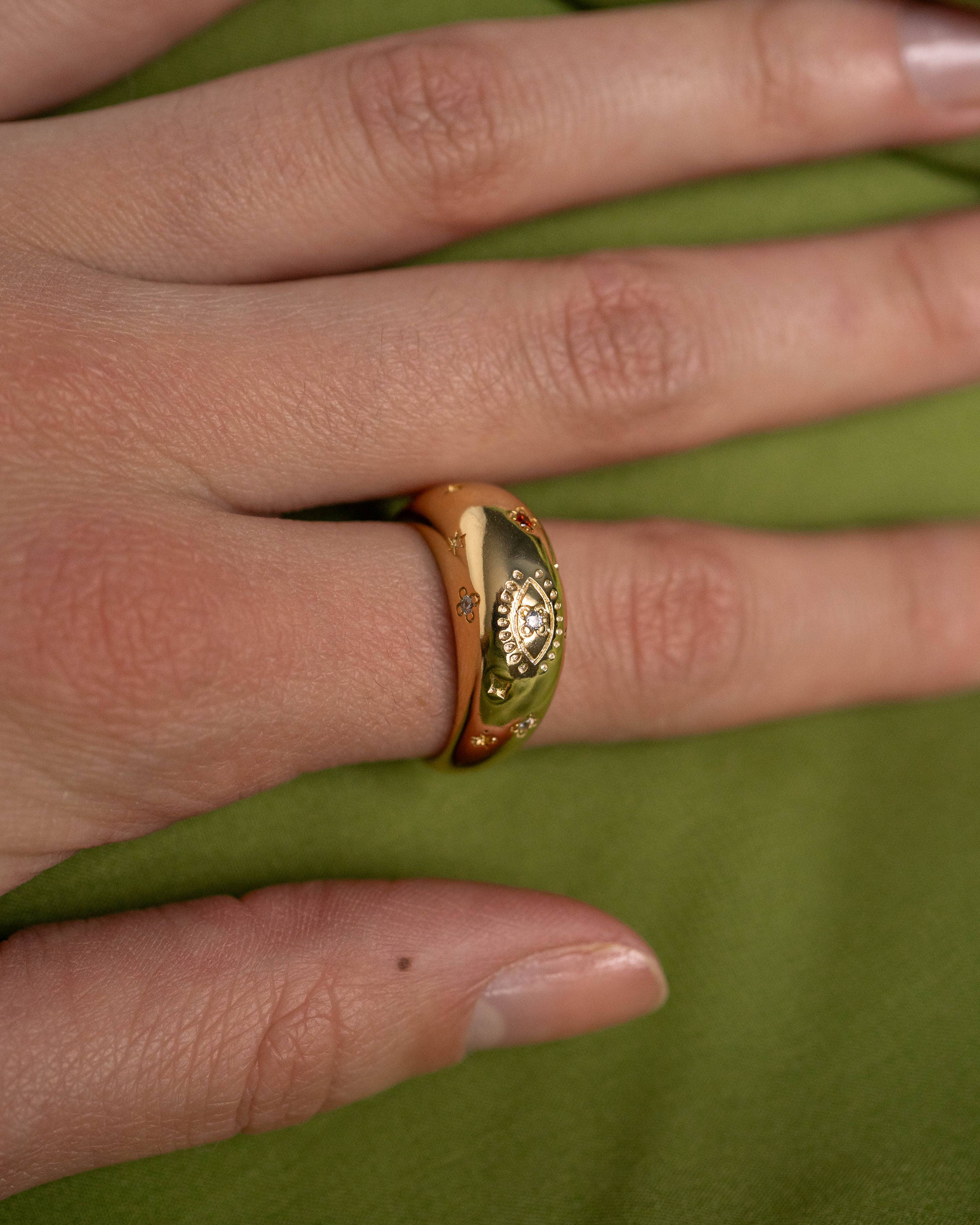 HoopLa - Wholesale Band/Stacked Ring - Evil Eye Dome Stacking Ring- Galaxy Confetti Ring11