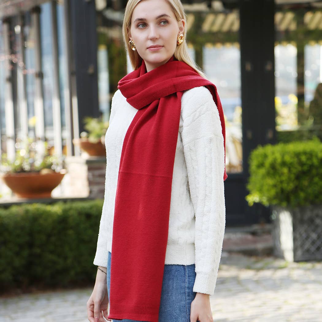 Fashion City - Wholesale Scarf - Women's - Solid Color Soft Ribbed Oblong Scarf4