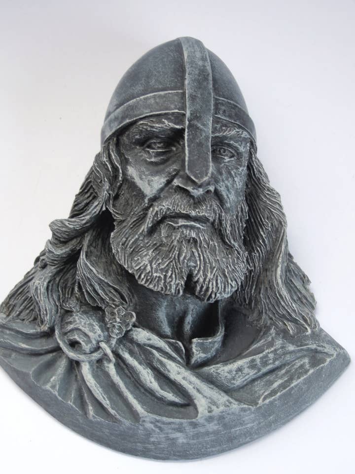 Viking Warrior Pagan Head. Slate/Stone Finish Wall hanging. for wholesale by Oakapple Designs Ltd