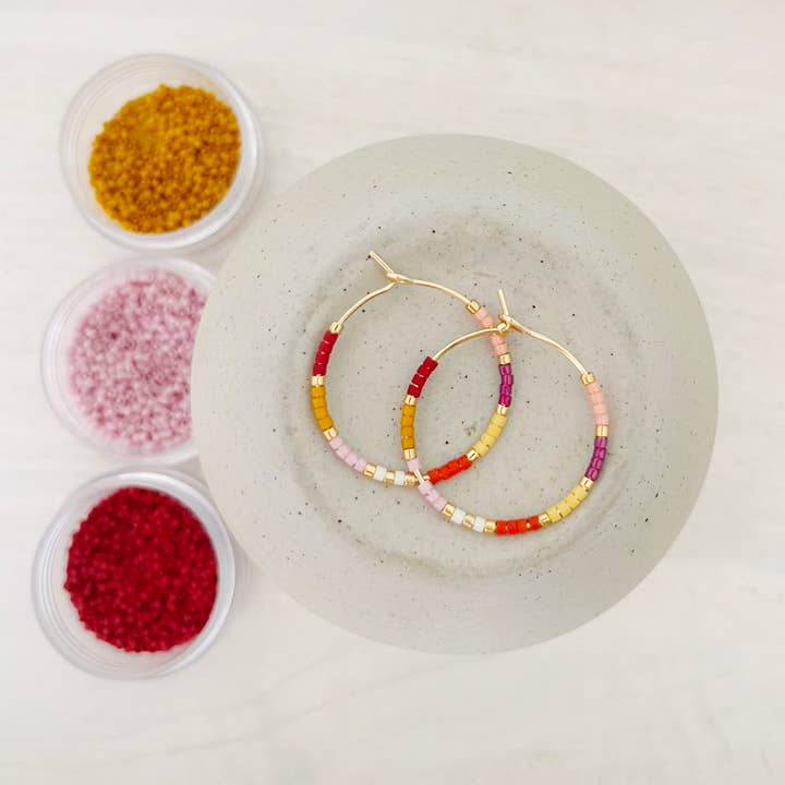 Ember miyuki glass beaded hoops for wholesale by Girls Day Out by Amy Houston