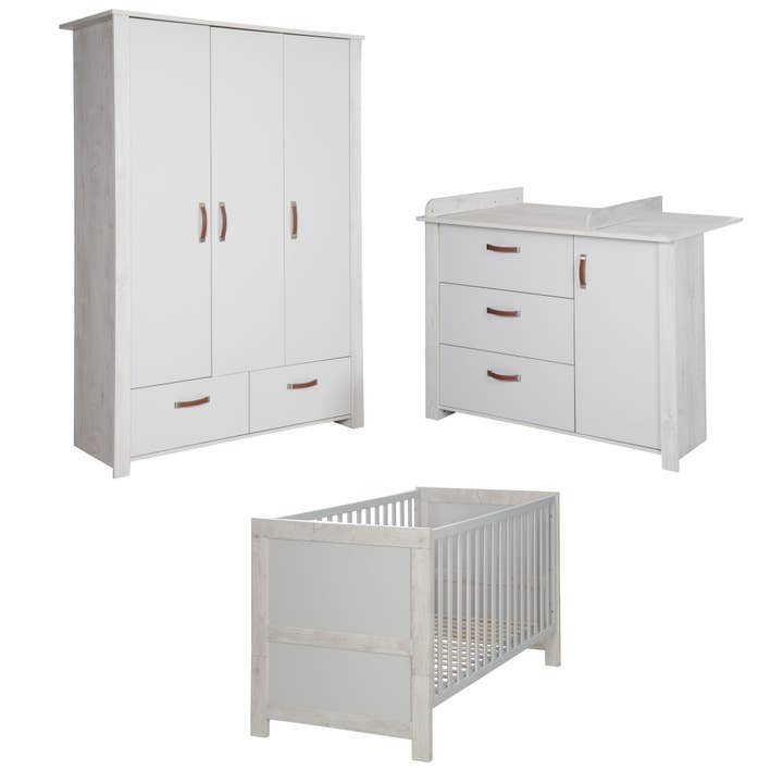 Set da cameretta per bambini ROBA Mila letto comò armadio grigio bianco per la vendita all'ingrosso da parte di roba kids
