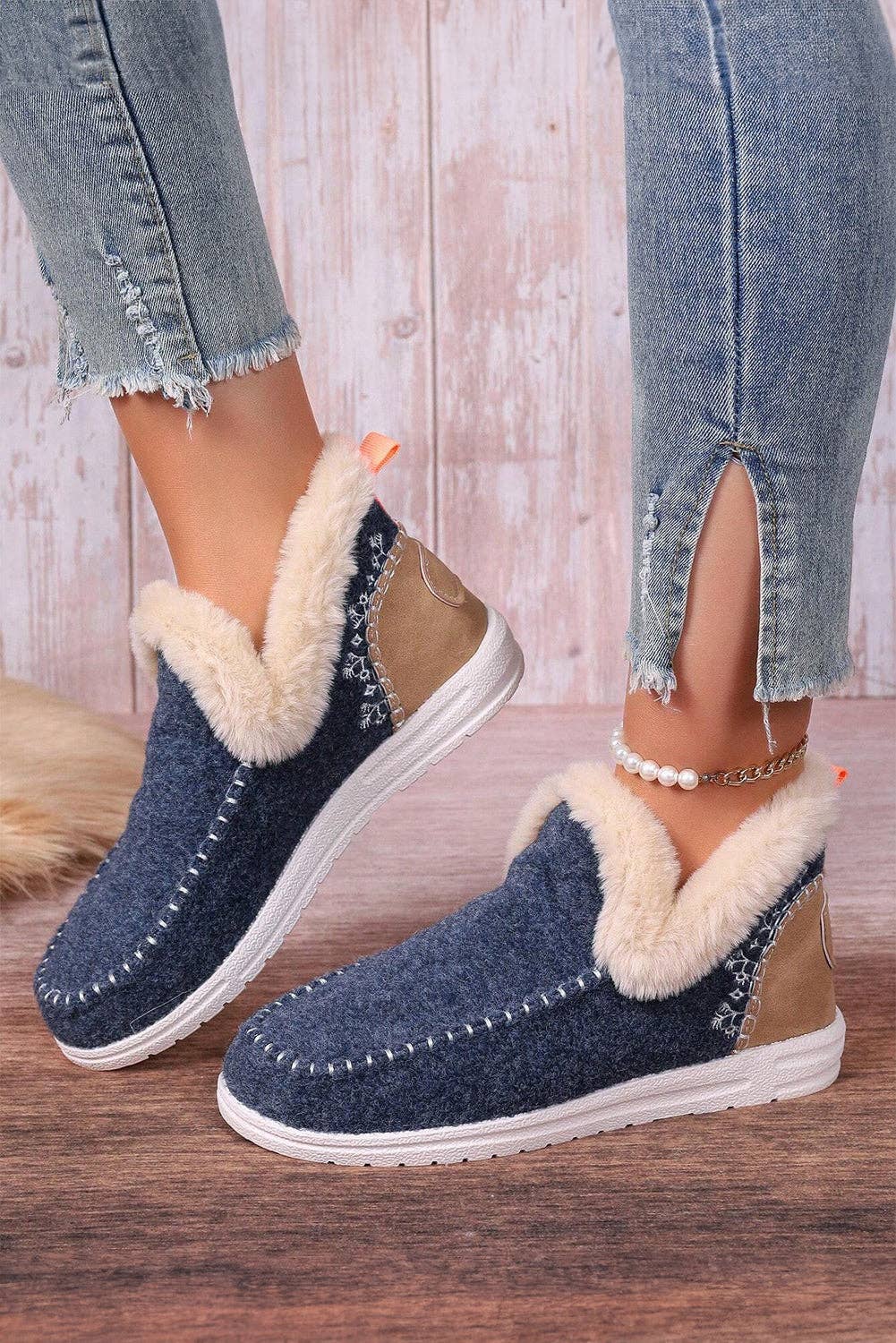 Threaded Pear - Vente Bottines – femme - Bottes à la cheville en suédine avec coutures et doublure en peluche Anna13