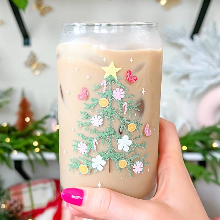 Hart and Flora Shop - Wholesale Drinking Glass/Cup - 16oz Garden Holiday Tree Glass0