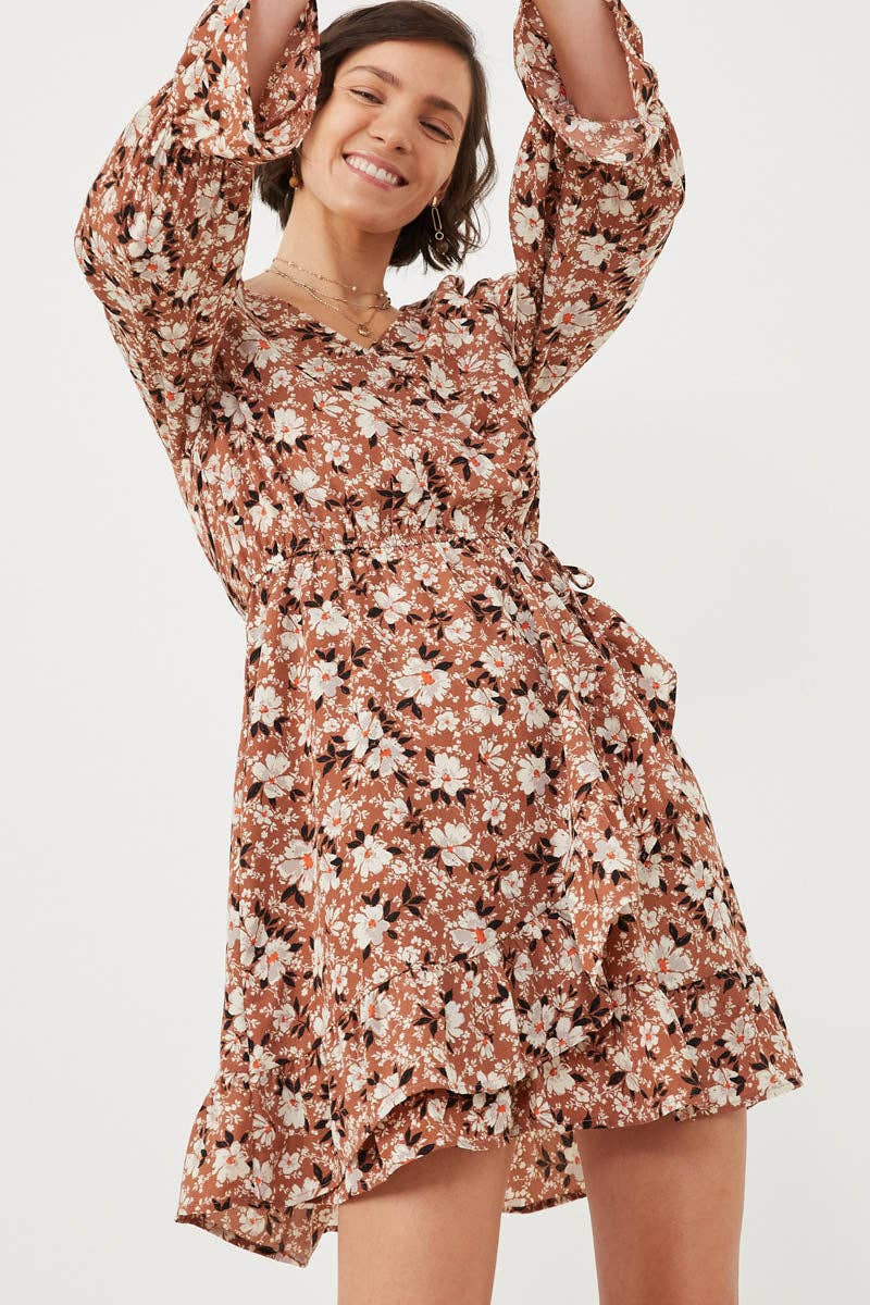 Hayden LA – Vestido - Mulher por atacado – Vestido feminino estampado floral com punho apertado15