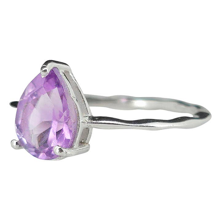 Amberman - Wholesale Single Stone/Solitaire Ring - Faceted Amethyst Sterling Silver Ring