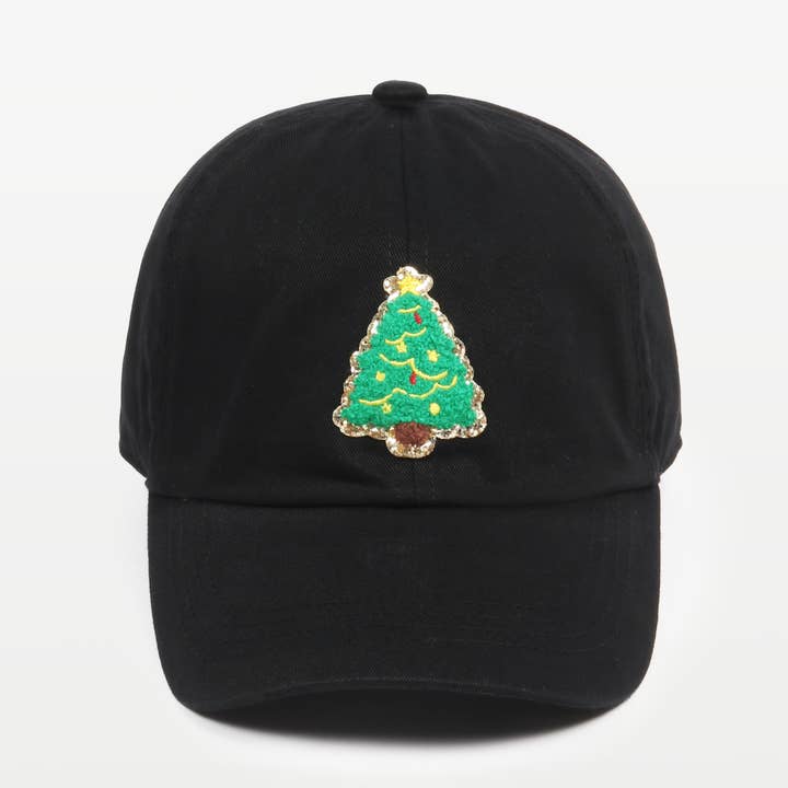 David And Young - Wholesale Baseball Cap - Unisex - CHRISTMAS TREE Chenille Gold Glitter Patch Baseball Caps