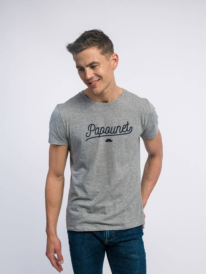 HEATHER GREY MEN'S T-SHIRT PAPOUNET for wholesale by Le Roi du T-shirt