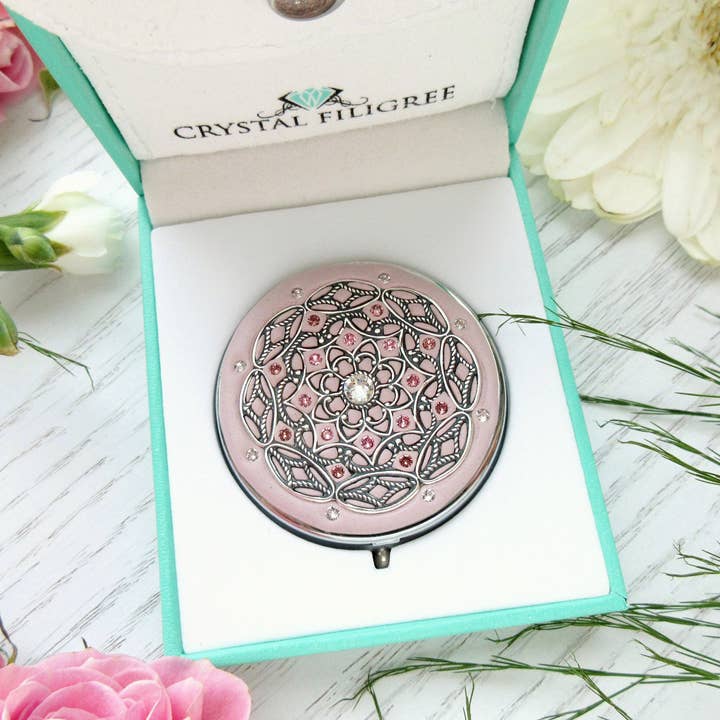 Caixa de comprimidos Centerstone Classic - rosa por atacado de Crystal Filigree