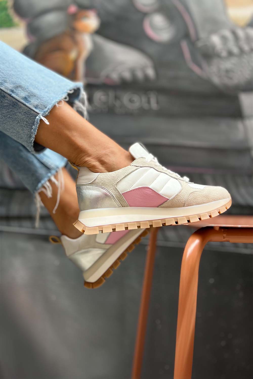 PMK SHOES - Wholesale Lifestyle Sneakers - Women's - Mule - Pink - Handmade Cow Leather Sneakers5