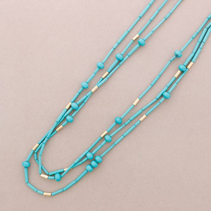 La Cuerda De Sol - Wholesale Beaded/Pearl Necklace - Three Straps Beaded Resin Long Necklace