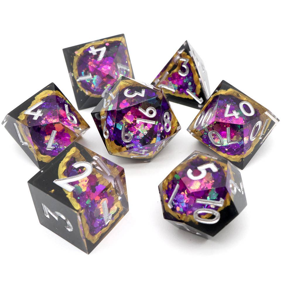 Tabletop Dominion Limited - Wholesale Dice - Regal Relic | Geode Sharp Edge Dice | 7-Polyhedral Set2