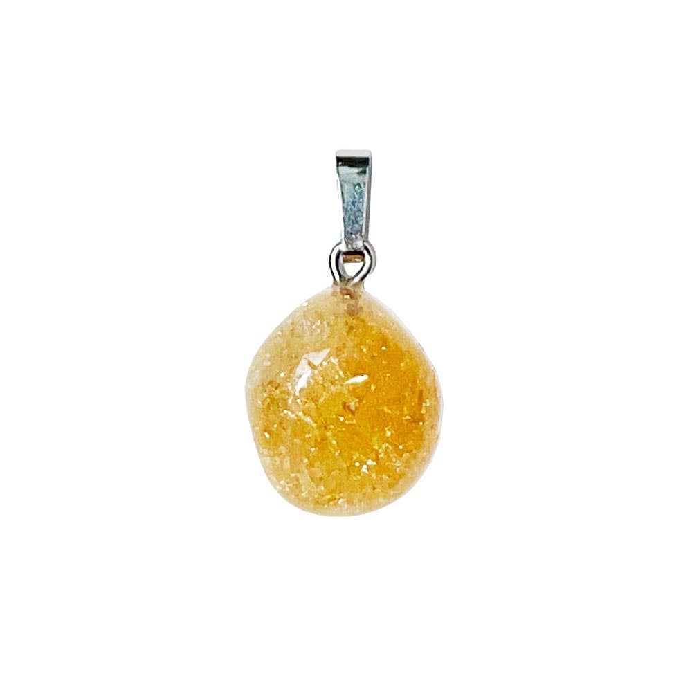 France Mineraux - Wholesale Pendant/Charm Necklace - 925 Silver Pendant - Citrine Rolled Stone0