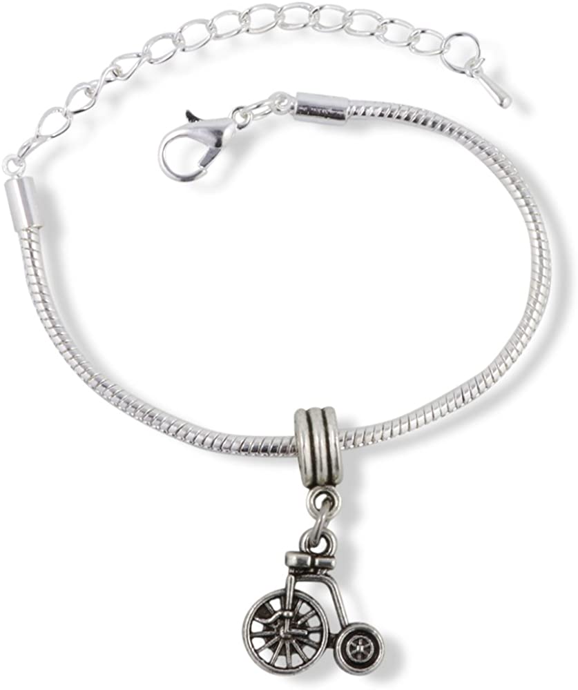 Dave The Bunny - Vente Bracelets à breloques/pendentifs - Bijoux pour vélo | Bracelet à breloques en acier inoxydable hypoallergénique en acier inoxydable pour femme et cadeau pour les passionnés de vélo Penny Farthing Cadeaux de vélo pour femmes0