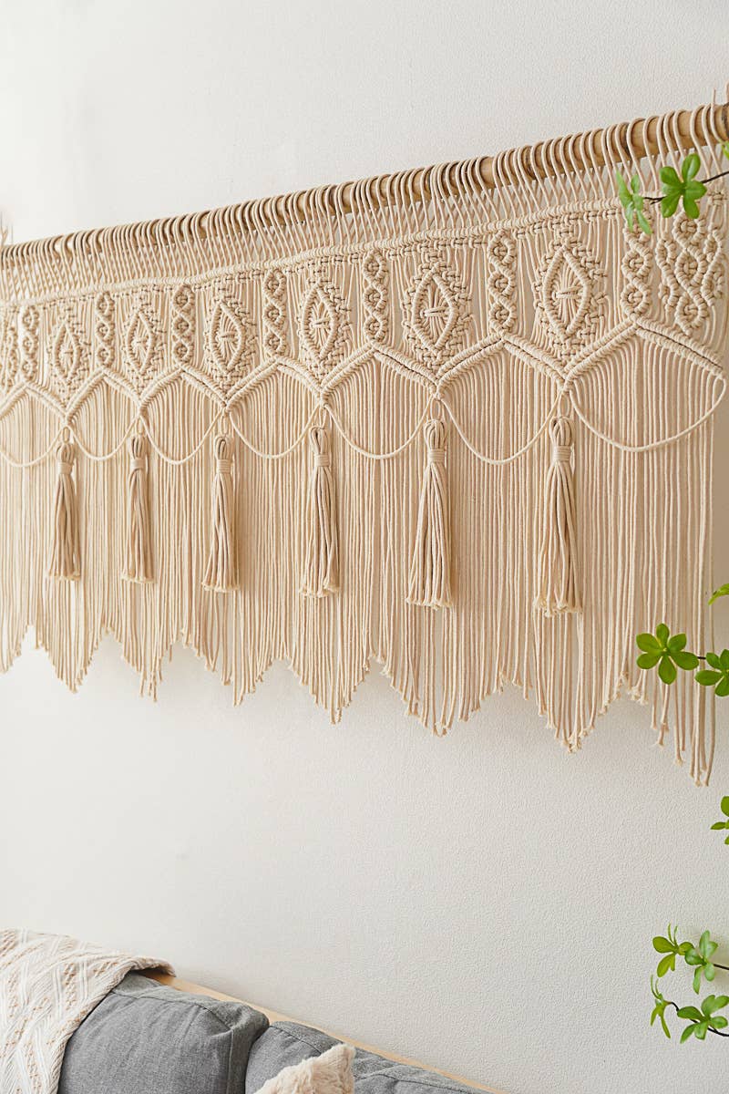 BeanDaikon – wholesale Kappa – Macrame tofs fönstervalansgardin C1311