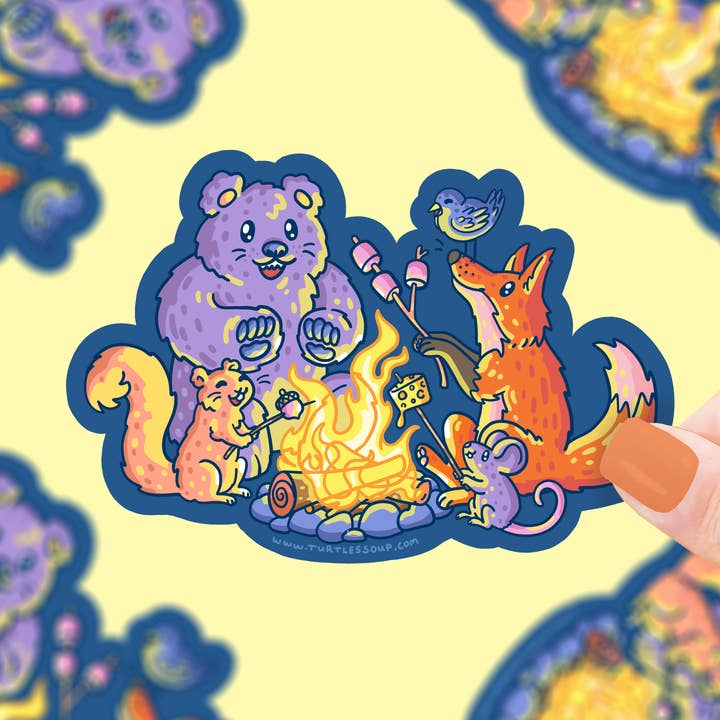 Adhesivo de vinilo Campfire Critters Bonfire Animals para venta al por mayor de Turtle's Soup