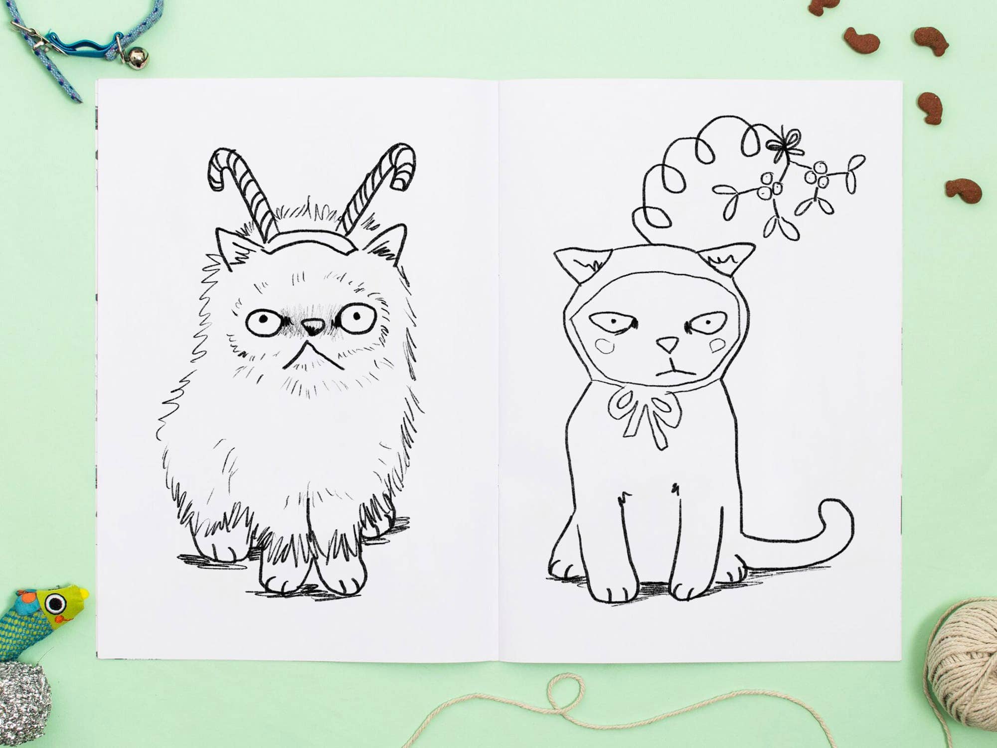 Jo Clark Design - Wholesale Coloring & Activity Book - Adult - Cats In Christmas Hats Colouring Book2