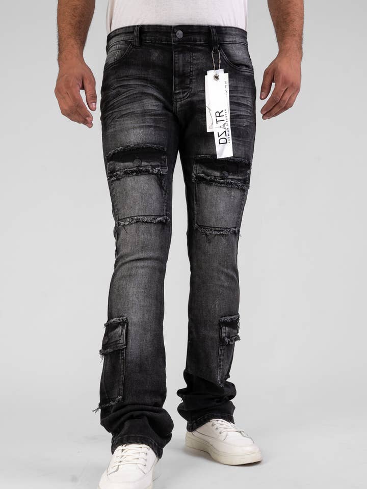 HERREN KLASSISCHE ULTRA STRETCH DENIM - GESTAPELTES SCHWARZES WASH DZTR-489 für den Großhandel von Premium Disaster