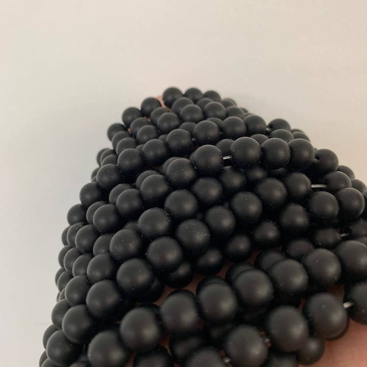 The Bead Bazaar - Wholesale Beads - Matte Black Onyx Beads, Onyx Beaded Jewelry, Black Onyx Beads, 8mm Onyx Beads, Wholesale Mala Beads, Bulk Beads For Jewelry Making, Onyx Beads