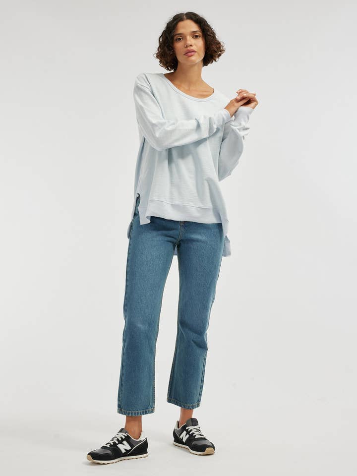 Demi Longline Sweater - Ice Blue for wholesale on Faire3