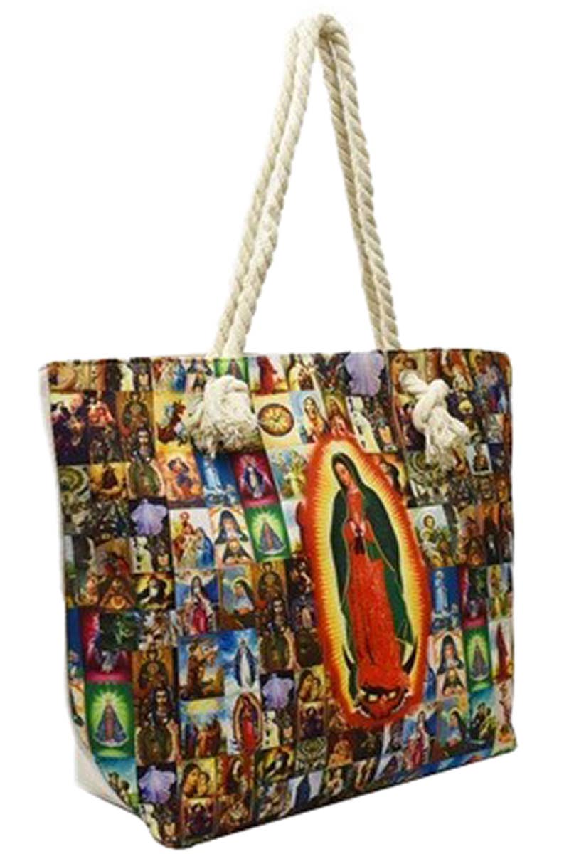 Cap Zone - Wholesale Tote Bag - Women's - Our Lady of Guadalupe Portrait Collage Canvas Tote Bag2