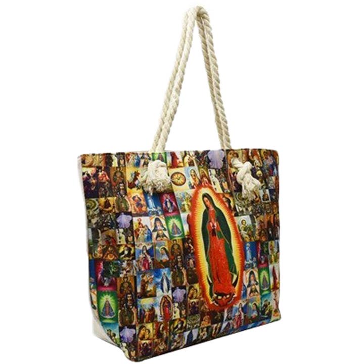 Cap Zone - Wholesale Tote Bag - Women's - Our Lady of Guadalupe Portrait Collage Canvas Tote Bag2