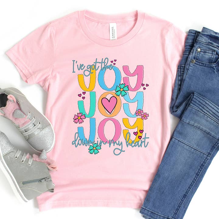 Ik heb de vreugde diep in mijn hart jeugd geloof grafisch T-shirt voor wholesale door J. Mack Designs